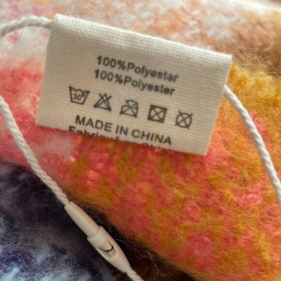 NEW Spring Colors Plaid Fringe Trim Poncho OS - Picture 8 of 10